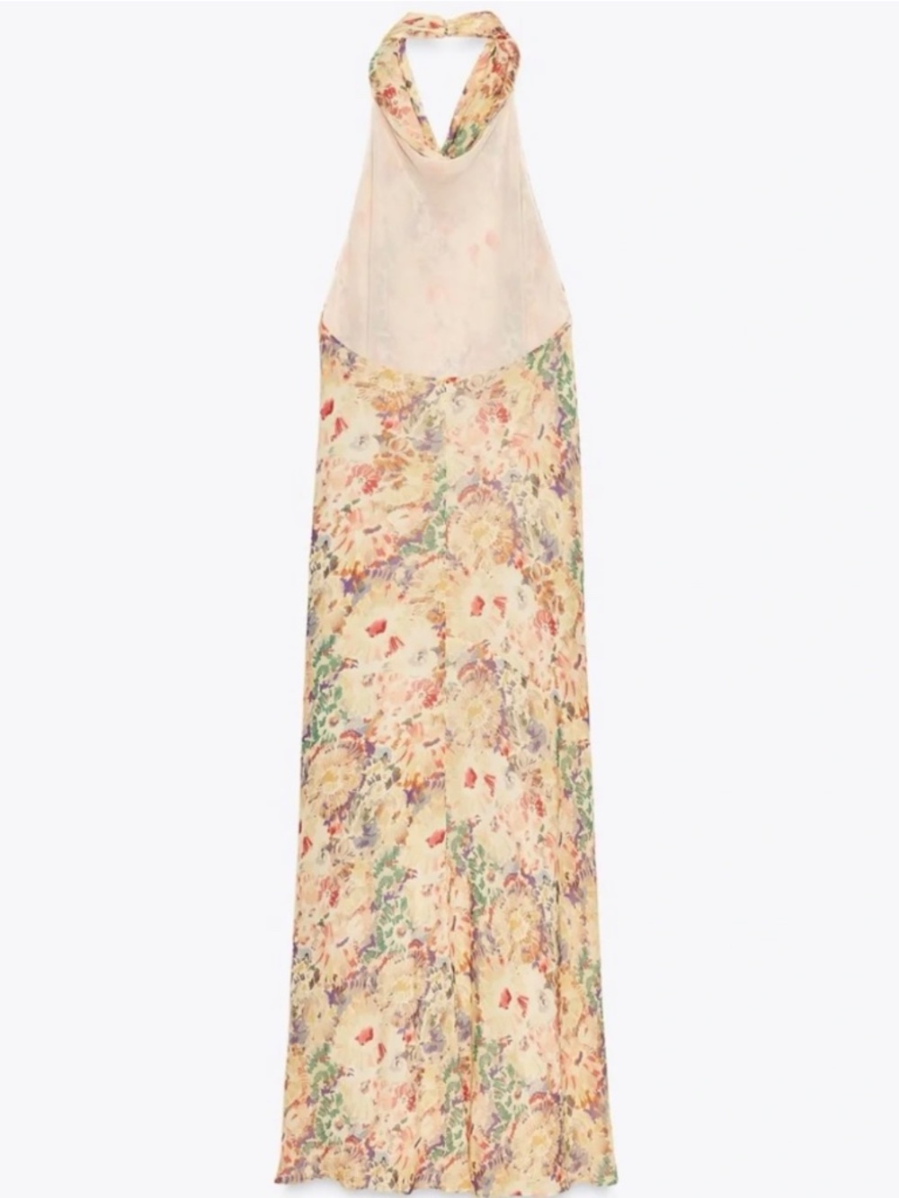 ZARA ZW Collection Floral Halter Maxi Dress Open Back Yellow NWT M - Picture 8 of 12